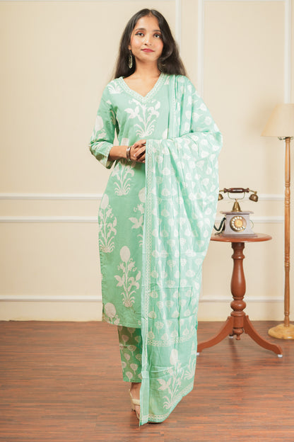 Rangliya Kurta Set With Dupatta - Teal