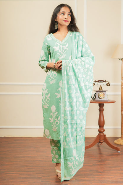 Rangliya Kurta Set With Dupatta - Teal