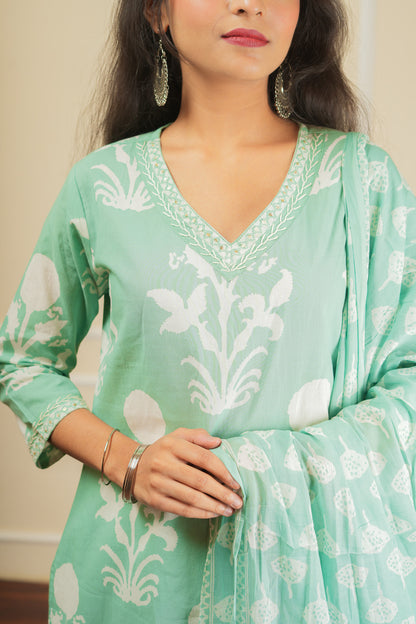 Rangliya Kurta Set With Dupatta - Teal