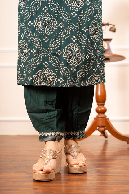 Desi Euphoria Bandhani Coord Set - Green