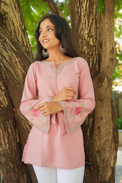 Blossom Belle Kurti - Pastel Pink