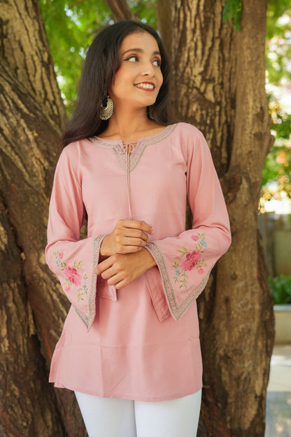 Blossom Belle Kurti - Pastel Pink