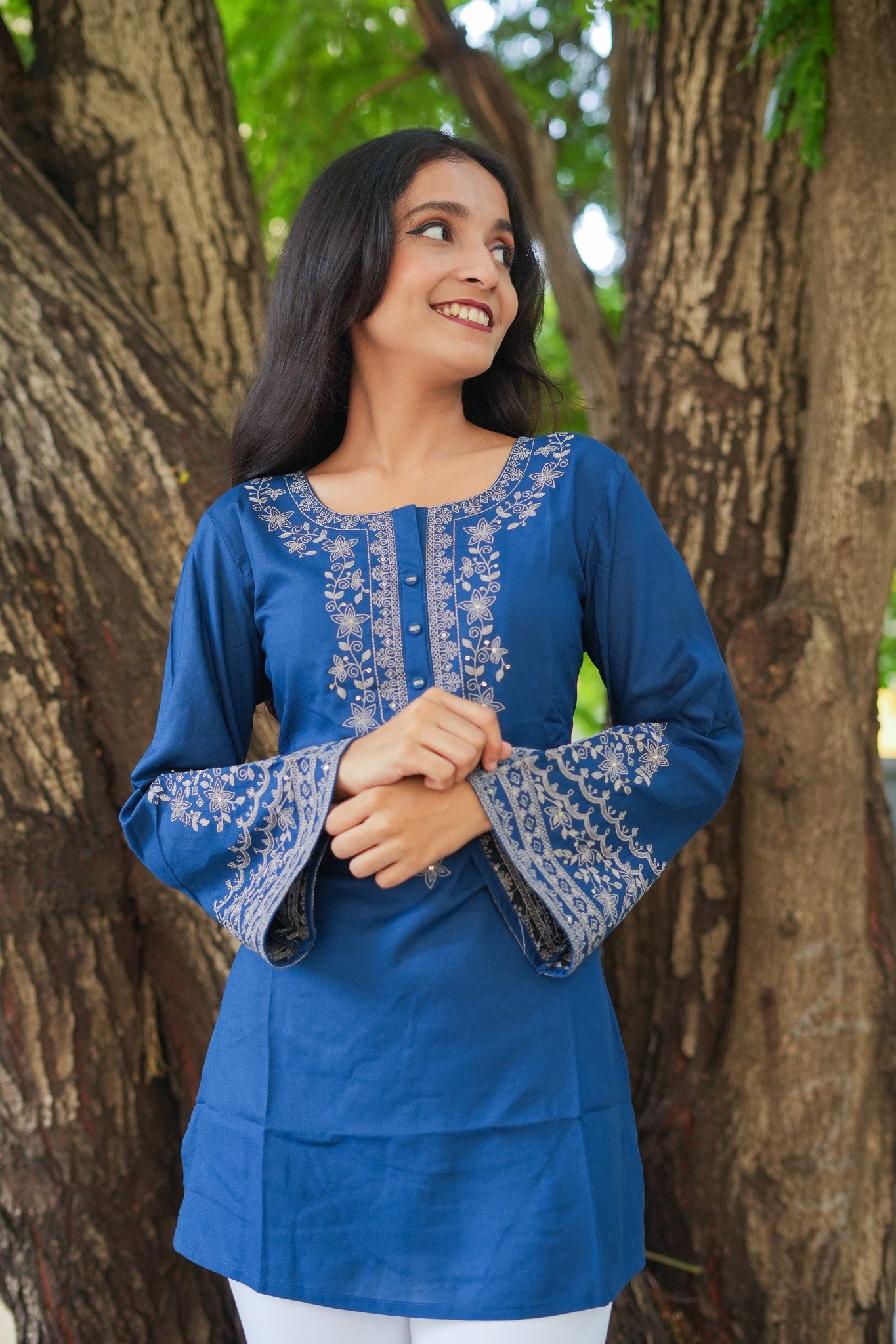 Bellflower Short Kurti - Blue