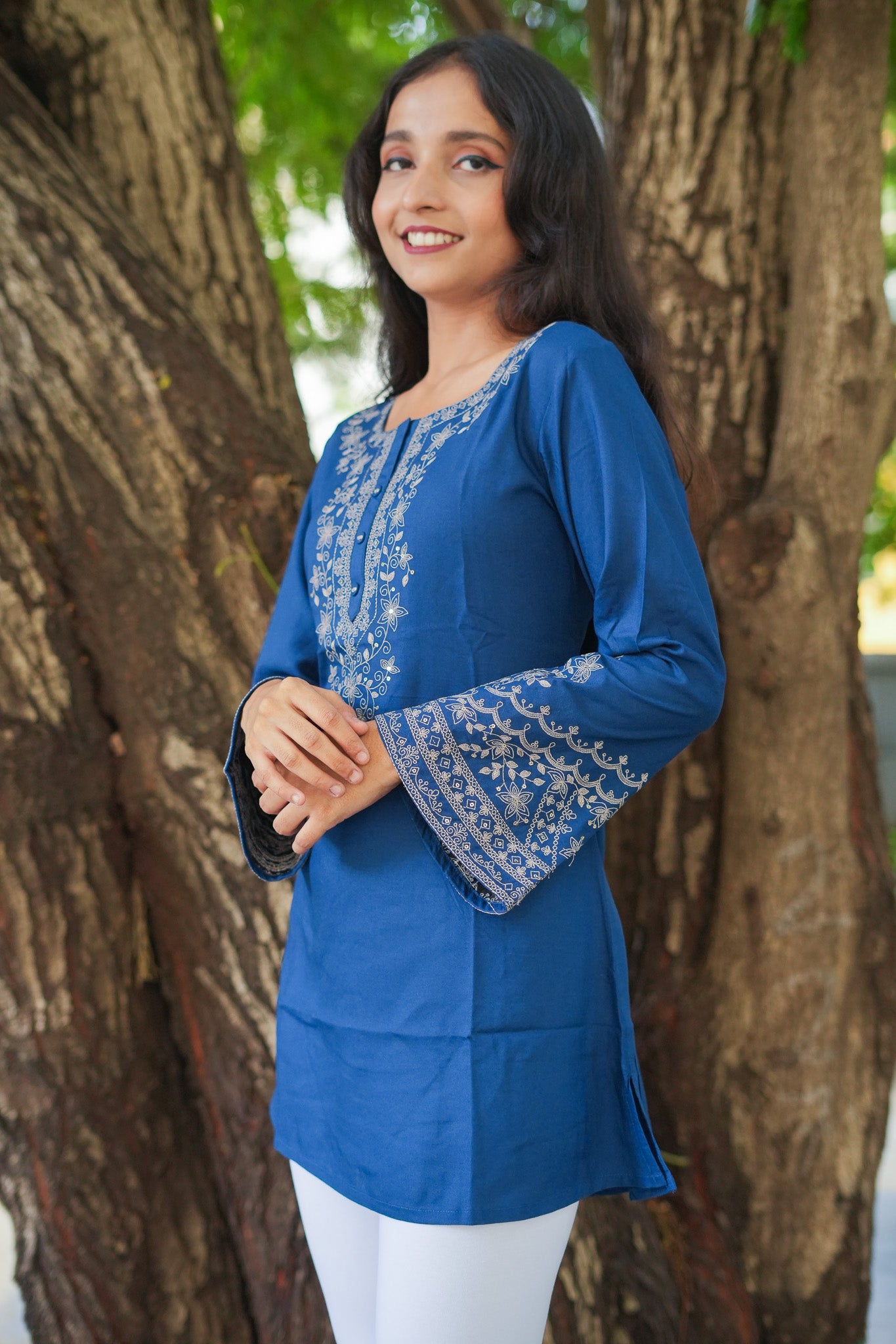 Bellflower Short Kurti - Blue