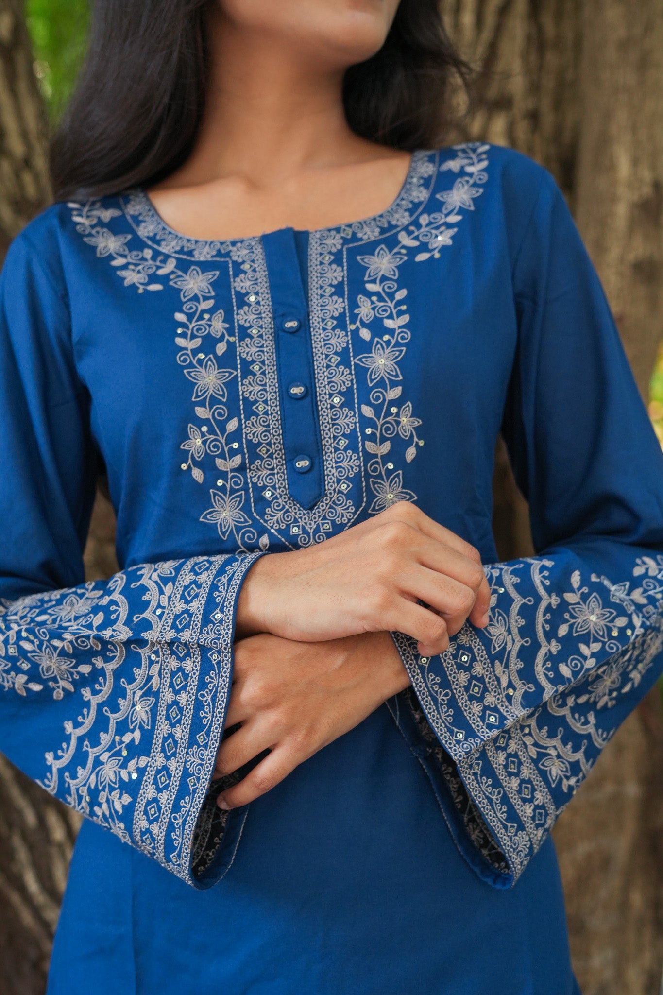 Bellflower Short Kurti - Blue