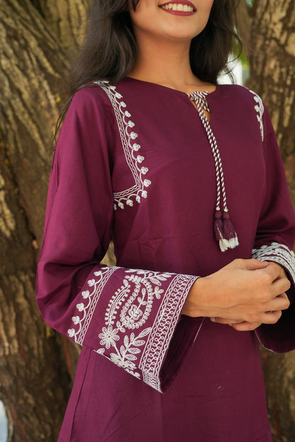 Misty Melody Kurti - Maroon